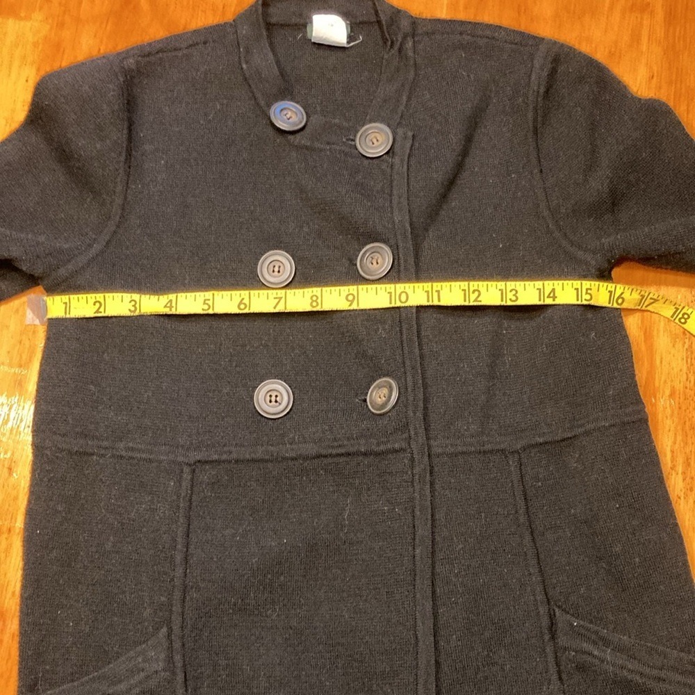 J.Crew‎ Womens Black Double Breasted Knit Coat Mock Neck Classic Chic Jacket - Picture 5 of 8